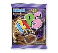 FLIPS EXTRA-CHOCOLATE Venezuela. Bolsa 120 gr / 4.2 oz. Cereal a base de arroz, trigo y avena en forma de almohaditas, con delicioso extra relleno sabor a chocolate