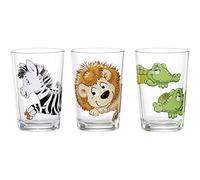 Ritzenhoff & Breker Taza infantil Happy Zoo Juego de 3, Taza de vidrio para beber 205ml