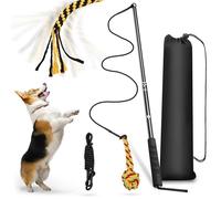 Flirt Pole Dogs, varita extensible para coquetear mascotas para entrenar la agilidad del perro, equipo de juego al aire libre con 2 juguetes masticables para perros pequeños y medianos que mastican
