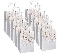 Flisdtry 10 bolsas de papel con estampado en caliente, bolsa de papel de cumpleaños con asa para compras de fiestas