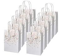 Flisdtry 12 bolsas de papel kraft con de estampado en de corazón- bolsa de papel de para fiestas (blanco)