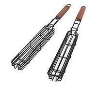 Flisdtry 2 cestas antiadherentes individuales para brochetas, cesta para asar y tubo de ahumador, cesta de barbacoa para asar verduras