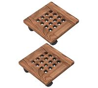 Flisdtry 2 macetas de extraíbles con base de rueda, macetero móvil con de tabla