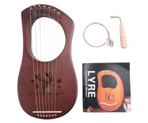 Flisdtry Arpa de lira de 7 cuerdas de maciza de caoba, instrumentos de cuerda