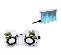 Flisdtry Caja de altavoces estéreo transparente DIY Kit amplificador de sonido LED espectro musical