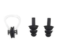 Flisdtry de tapones para oídos con clip para la nariz, accesorios de piscina para adultos, tapones para oídos, agua, suave, impermeable, silicona, color negro