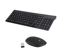 Flisdtry de teclado y mouse inalámbricos de 2.4 GHz ultra delgado de tamaño completo teclado inalámbrico mouse para computadora portátil PC escritorio oficina