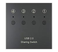 Flisdtry Dispositivo de intercambio de impresoras USB, 4 computadoras que comparten 2 impresoras 4 en 2 interruptores de salida compatible con impresora U Disk, teclado, mouse