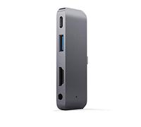 Flisdtry Estación de acoplamiento 4 en 1 USB C Hub Tipo C a USB 3.0 Conventador de interfaz de audio para Pro 2018 para -Gris