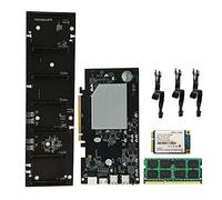 Flisdtry ETH-HSW2 BTC - Juego de placa base de minería con 128G SSD+8G DDR3 RAM+cable de alimentación de 3 x 8 , 6 tarjetas PCIE X16 ranura para tarjeta gráfica 70 mm