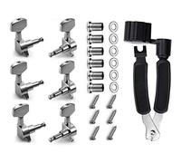 Flisdtry Guitarra acústica totalmente cerrada de aleación plateada de metal para guitarra con bobinador de cuerdas incluido 3L,