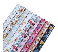 Flisdtry Hojas de papel de regalo, de mascotas, papel de regalo para fiesta de cumpleaños, 9 unidades, para niños