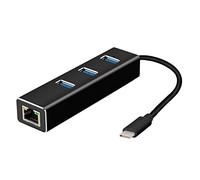 Flisdtry Hub USB-C a USB 3.0 de 3 puertos con Gigabit Ethernet RJ45 LAN adaptador de red Hub a red USB con cable de 10/100/1000Mbps
