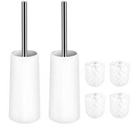 Flisdtry Juego de escobilla de inodoro y soporte, escobilla de inodoro, con 4 cabezales de cepillo, cepillo de inodoro de de acero inoxidable 304