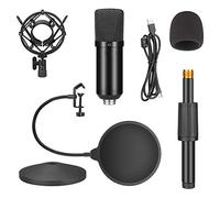 Flisdtry Juego de Soporte de Escritorio para micrófono USB, 192 KHz/24 bits, Alta tasa de muestreo, prevención de explosiones, Red de Escritorio, micrófono de canción K en