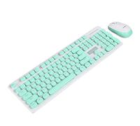 Flisdtry Kit de teclado retro para juegos con cable y mouse inalámbrico, teclado steampunk, botón multimedia para PC portátil, verde