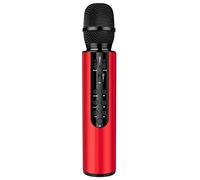 Flisdtry Micrófono Bluetooth inalámbrico, micrófono condensador de doble altavoz, micrófono de karaoke portátil para transmisión en , voz roja