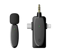Flisdtry Micrófono Lavalier inalámbrico con función de monitor de audio, micrófono Vlog para cámara de computadora Android