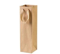 Flisdtry Paquete de 12 bolsas de papel marrón sólido con cuerda resistente, 4 x 4 x 13.8 pulgadas, ideal para vino, regalos, minoristas, compras, mercancía, comestibles, fiestas