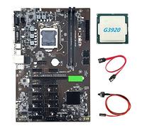 Flisdtry Placa base B250 BTC con CPU G3920 o G3930 CPU+cable +Cable Switch 12XRanura para Tarjeta Gráfica LGA 1151 DDR4 USB3.0 para BTC