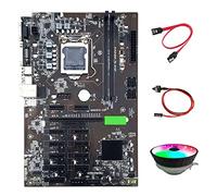 Flisdtry Placa base B250 BTC con ventilador de refrigeración de CPU RGB+cable de interruptor+cable 12XRanura para tarjeta gráfica LGA 1151 DDR4 para BTC