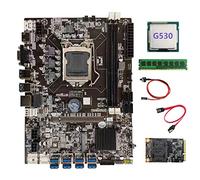 Flisdtry Placa base B75 BTC Miner CPU G530+DDR3 4GB 1600Mhz RAM+128G SSD+Cable +Cable Switch LGA1155 8XPCIE a placa USB