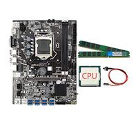 Flisdtry Placa base B75 ETH Minería+CPU+Cable de interruptor+2 x 4G DDR3 1333Mhz RAM Soporte DDR3 B75 USB BTC Placa base