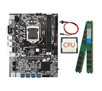 Flisdtry Placa base B75 ETH Minería+CPU+Cable de interruptor+2 x 4G DDR3 1600Mhz RAM Soporte DDR3 B75 USB BTC Placa base
