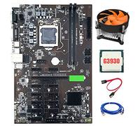 Flisdtry Placa base BTC-B250 12 PCI-E16X tarjeta gráfica LGA 1151 DDR4 SATA3.0 con CPU G3930+ventilador de refrigeración para