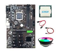 Flisdtry Placa base de minería B250 BTC con CPU G3920 o G3930 CPU+ventilador RGB+cable +Cable Switch 12XRanura para tarjeta gráfica LGA 1151 DDR4 para BTC
