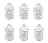 Flisdtry Portavelas de metal para colgar velas de té, 6 unidades, diseño de jaula de pájaros, vintage, centros de mesa decorativos para bodas y fiestas