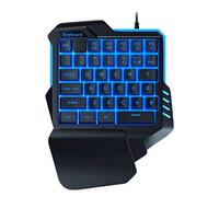 Flisdtry Teclado para juegos con una sola mano, retroiluminación colorida para mano izquierda, teclado USB 35 para juegos móviles