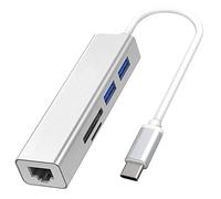 Flisdtry Tipo C a RJ45 100M Tarjeta de red+Lector de tarjetas SD/TF+USB3.0 HUB Hub Converter Estación de acoplamiento