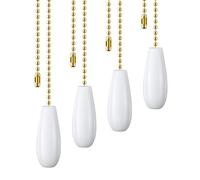 Flisdtry Tiradores de Cadena para Ventilador de Techo, 4 Piezas, Estilo Retro, y Dorado, 30,5 cm, Control de Cadena de tracción, Montaje en Techo, Uso Interior, Metal