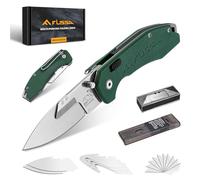 FLISSA Cuchillo Plegable 3 en 1 con Hoja Drop Point, Gancho y Hojas Reemplazables, Cambio Rápido, Bloqueo Liner, Mango G10 y Clip para Camping y Uso Diario