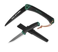 FLISSA Juego de Sierra Plegable y Navaja, Sierra de Podar Plegable, Navaja con Funda, Serrucho de Poda, Navaja de Acampada y Marcha para Aire libre, Jardinería