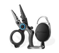 FLISSA Mini Alicates de Pesca Multifuncionales, Alicates de Pesca Multiusos, con Extractor de Anzuelos, Cierre de Seguridad, Hoja de Acero de Tungsteno para Pesca
