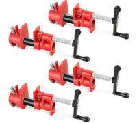 FLK Tech Juego de 4 abrazaderas de tubo de madera de 3/4 pulgadas, abrazaderas de tubo resistentes, abrazaderas de madera de hierro fundido de liberación rápida para carpintería, carpintería, mejoras