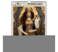 Flkiglm Calendario 2025 Diosa Guerrero 2025 Calendario de fase lunar de 12 meses, calendario mensual de la diosa, calendario gótico de fase lunar 2025 para decoración de pared