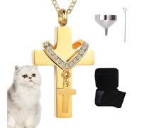 Flkiglm Colgante de ceniza - Colgante de ceniza oculto - Cruz colgante con compartimento para cenizas para recuerdo de cremación Viajes y pantalla de hogar