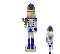 Flkiglm Figuras De Cascanueces,Hanukkah Madera Cascanueces Soldado Figura | Figura Coleccionable Azul para Mesa Alféizar De La Ventana