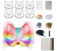 Flkiglm Máscara de gato vacía, juego de material para máscara de gato vacía, accesorios con malla de fieltro, accesorio para disfraz para fiestas, carnaval, cosplay, mujer y hombre