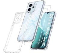 FLLAO 3 en 1 Funda Compatible con OPPO Reno 14 F/Reno 14 FS 5G con 2 Protector Pantalla, [Almohadilla de Aire integrada] Antigolpes Antiarañazos TPU Suave Carcasa Transparencia