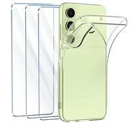 FLLAO Funda Compatible con Samsung Galaxy A54 5G, 3 Pack Protector de Pantalla Samsung Galaxy A54 5G, Transparente TPU Silicona Funda con Cristal Vidrio Templado y Carcasa