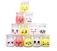 Flliberté 12 Vasos Yogurtera cristal, Vasos de Yogurtera con Tapa para Yogures, Postres, Pudín, Capacidad 100 ml