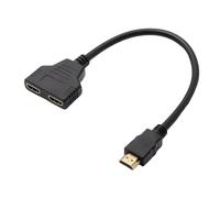 Fllyvly - Cable divisor HDMI 1 entrada 2 salidas, adaptador HDMI para duplicación de señal, compatible con Xbox, PS3, HDTV, 1080p, regleta HDMI para TV, longitud 30 cm, conector chapado en oro