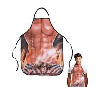 Fllyvly Delantal de Cocina Divertido y Sexy para Hombre, Impermeable,para Barbacoa y Fiestas, Regalo Divertido para Cumpleaños y Aniversarios, Estampado Realista de Hombre Musculoso, 60x80 cm