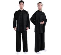 FloAPa Hombres Ropa de Tai chi Ropa China de Kung fu Algodón y Lino Uniforme Artes Marciales Kung Fu Uniformes Disfraces Manga,004,L