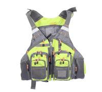 Float Jacket Adjustable Fly Fishing Multifunctional Pockets Detachable Buoyant Cotton Floatation Float Jacket Water Sports Safety Boating Kayaking Outdoor Safety Gear(Green b)