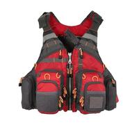 Float Jacket Adjustable Fly Fishing Multifunctional Pockets Detachable Buoyant Cotton Floatation Float Jacket Water Sports Safety Boating Kayaking Outdoor Safety Gear(Red)